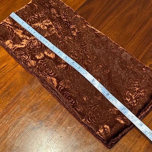 Rust Red Brown Velour Floral Scarf Women’s 8” x 72” Fall Autumn - Picture 6 of 6